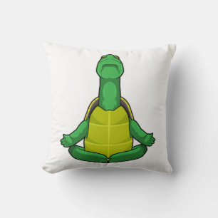 Turtle at Yoga Meditation Throw Pillow