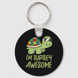 Turtle Awesome Autism Awareness Puzzle Piece  Keychain