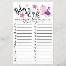 TURTLE BABY ABC BABY SHOWER GAME CARD