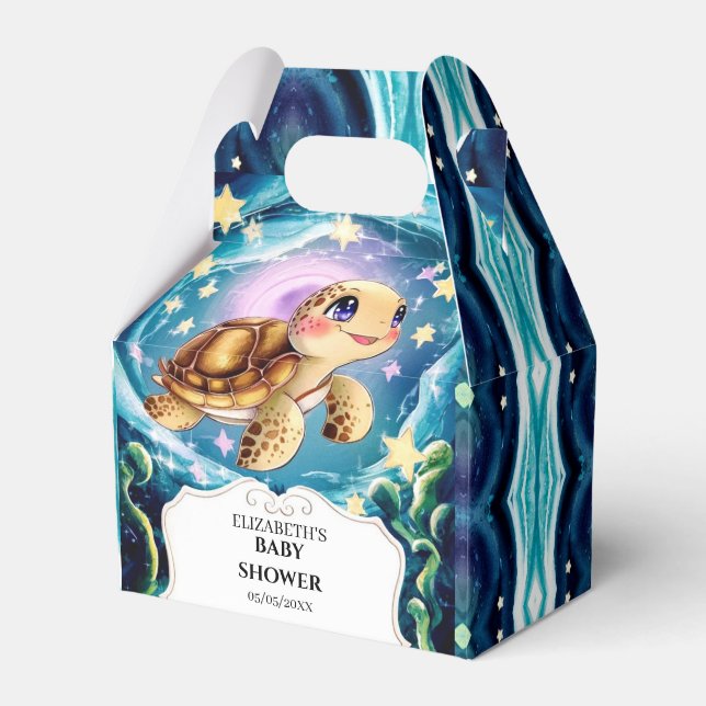 Turtle Baby Shower Favor Box (Front Side)