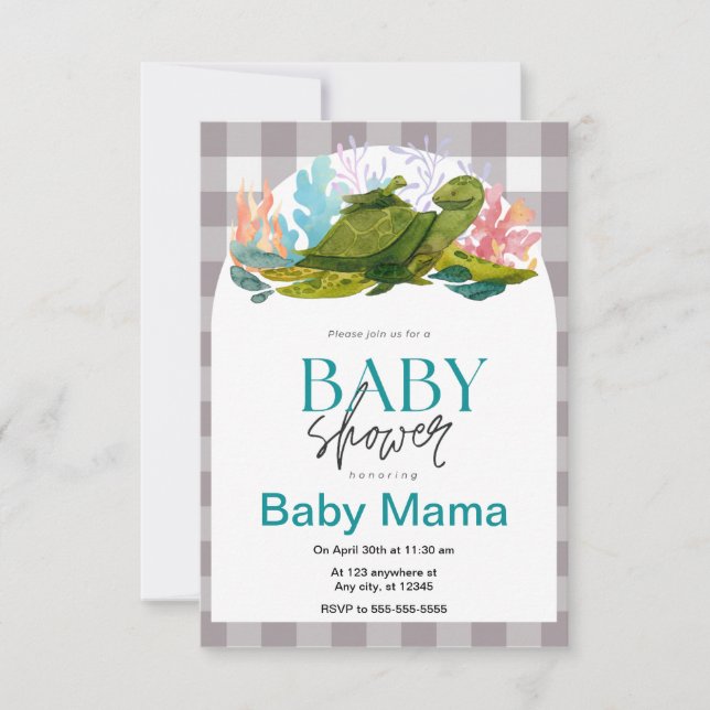 Turtle Baby Shower Invitation (Front)