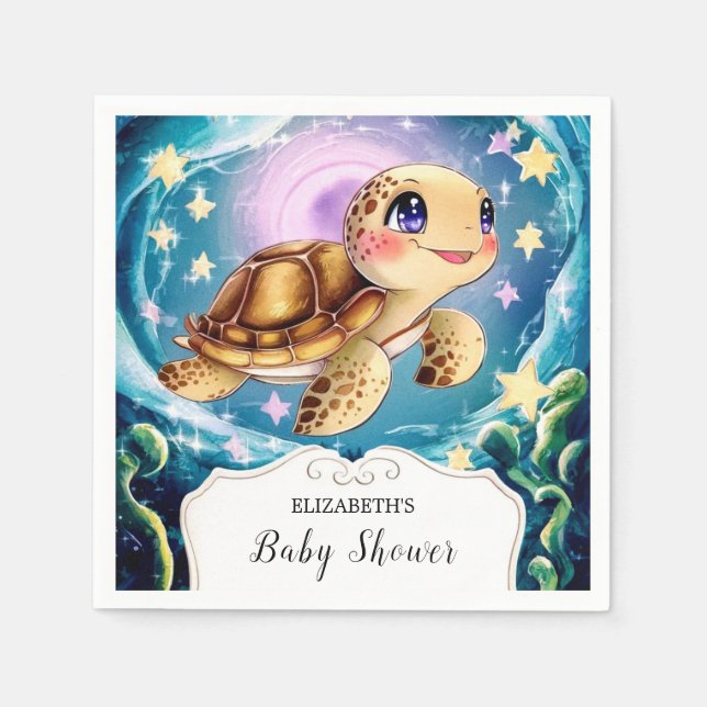 Turtle Baby Shower Napkin (Front)