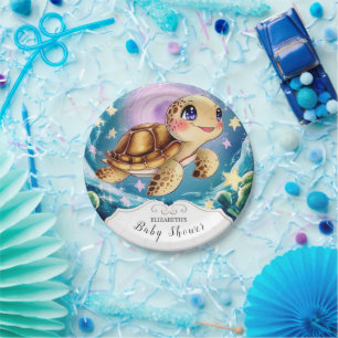 Turtle Baby Shower Paper Plate