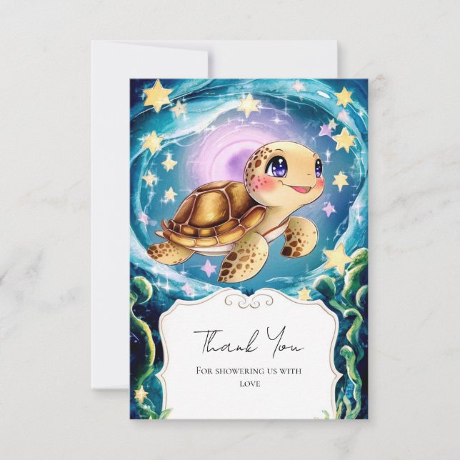 Turtle Baby Shower Thank You Card (Front)