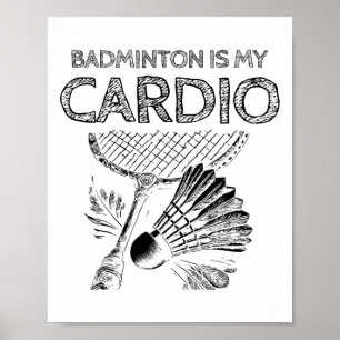 Turtle Badminton Player Shuttle Racket Poster