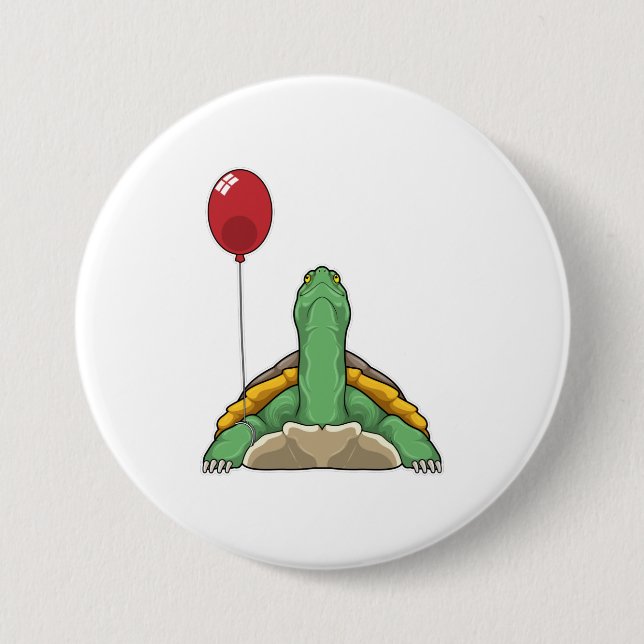 Turtle Balloon 3 Inch Round Button (Front)