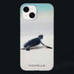 Turtle Beach Journey Personalized Name | Nature Case-Mate iPhone 14 Case<br><div class="desc">This design features a baby turtle making it's way to the ocean after being born. Personalize by editing the text in the text box or delete text for no name.
#turtle #sealife #ocean #seaturtle #leatherback #beach #sealife #personalized #iPhonecase</div>