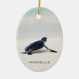 Turtle Beach Journey Personalized Name   Nature Ceramic Ornament