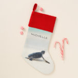 Turtle Beach Journey Personalized Name | Nature Christmas Stocking<br><div class="desc">This design features a baby turtle making it's way to the ocean after being born. Personalize by editing the text in the text box or delete text for no name. #turtle #sealife #ocean #seaturtle #leatherback #beach #sealife #personalized #name #christmas #holidays #seasonal #festive #stockings #christmasdecor #holidaydecor #home</div>