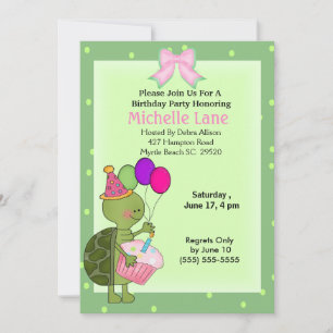 Turtle  Birthday Invitation