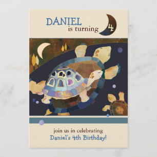 Turtle Birthday Party for Kids Invitation
