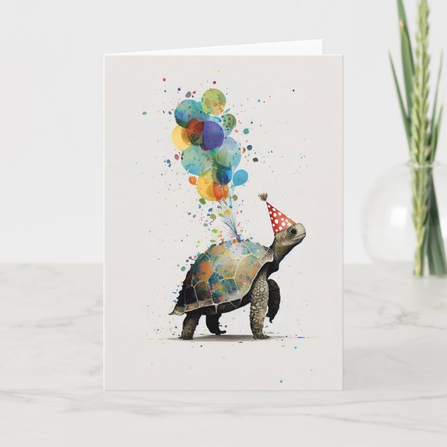 Turtle Birthday Party Greeting Card (Front)