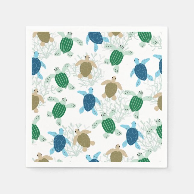 Turtle Birthday Party Watercolor Napkin (Front)