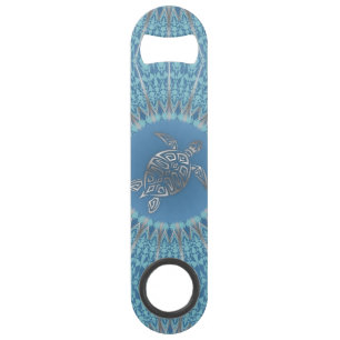 Turtle bleu argenté Mandala Animal