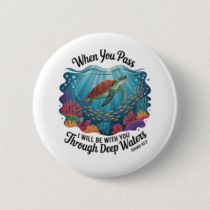 Turtle Blue Sea Square 2 Inch Round Button