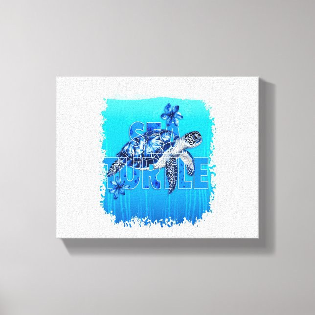 Turtle Blue Sea Square Canvas Print (Front)