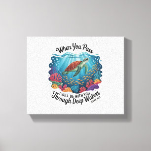 Turtle Blue Sea Square Canvas Print