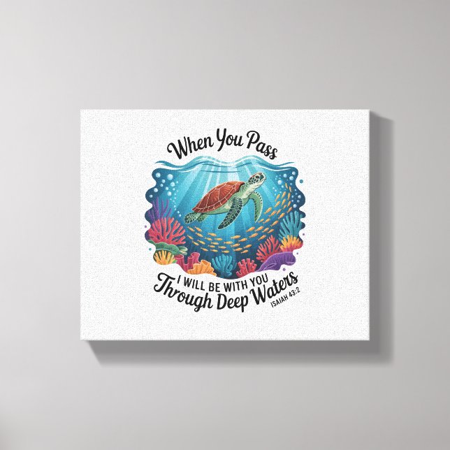 Turtle Blue Sea Square Canvas Print (Front)