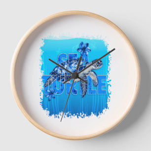 Turtle Blue Sea Square Clock