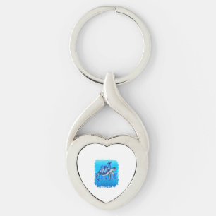 Turtle Blue Sea Square Keychain