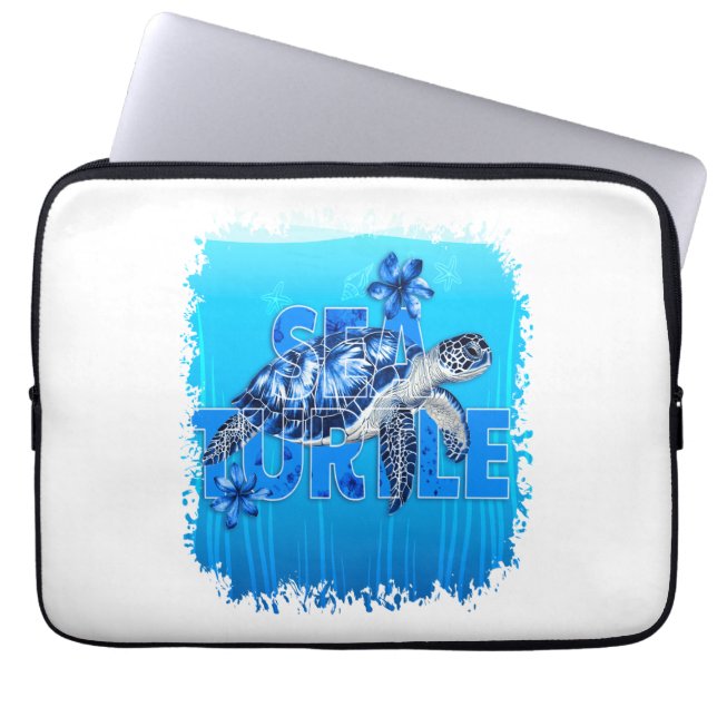 Turtle Blue Sea Square Laptop Sleeve (Front)