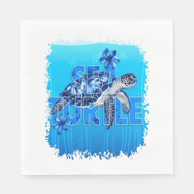 Turtle Blue Sea Square Napkin (Front)