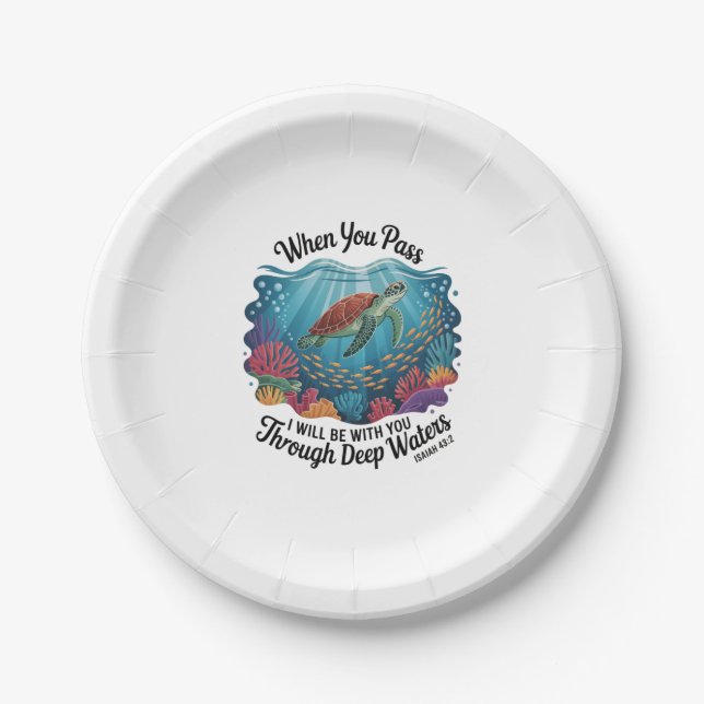 Turtle Blue Sea Square Paper Plate (Front)