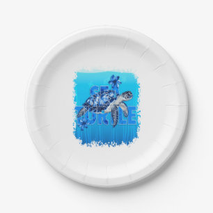 Turtle Blue Sea Square Paper Plate
