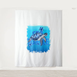 Turtle Blue Sea Square Tapestry