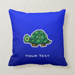 Turtle; Blue Throw Pillow