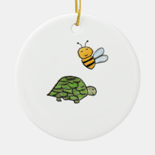 Turtle Bumblebee Ceramic Ornament