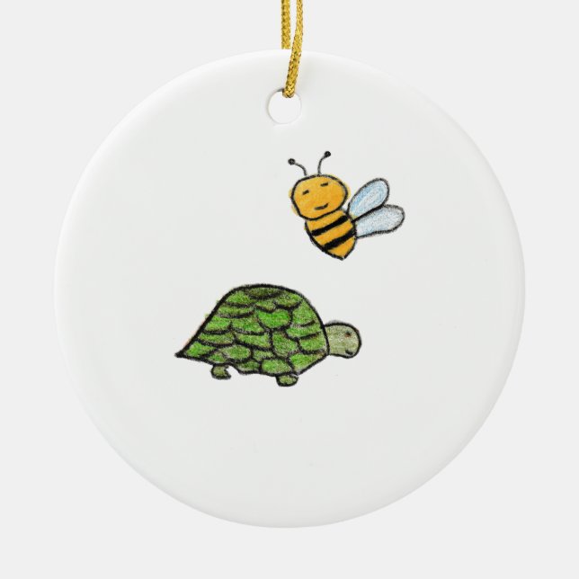 Turtle Bumblebee  Ceramic Ornament (Front)