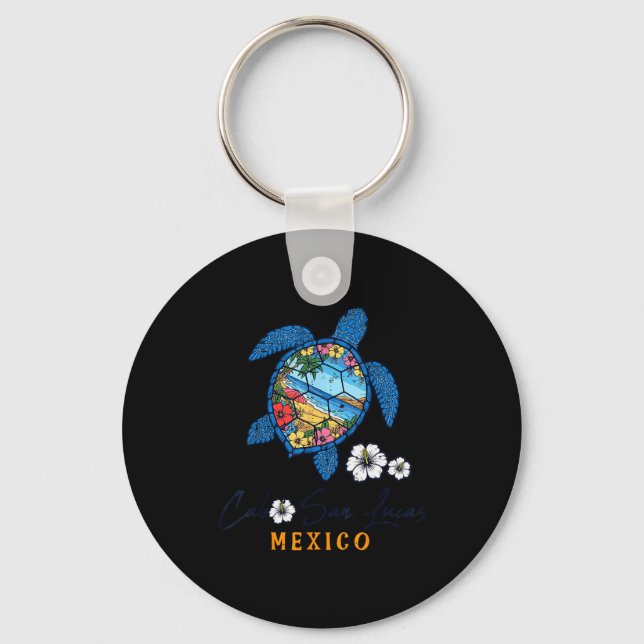 Turtle Cabo San Lucas Mexico Vacation Summer Men W Keychain (Front)
