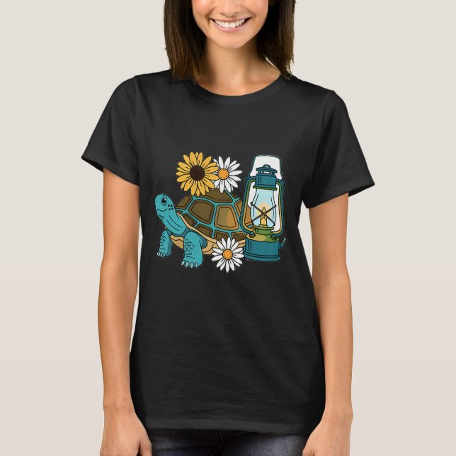 Turtle Camping Lantern Gift T-Shirt (Front)