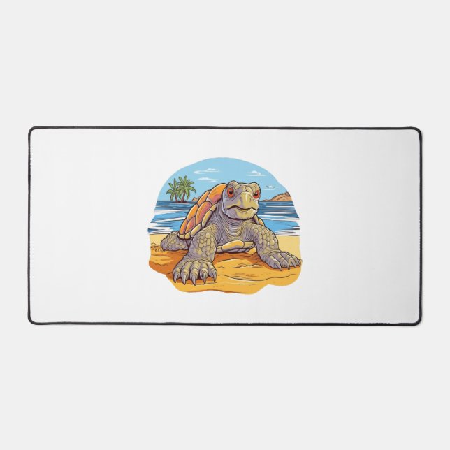 Turtle Cartoon beach Desk Mat (Front)