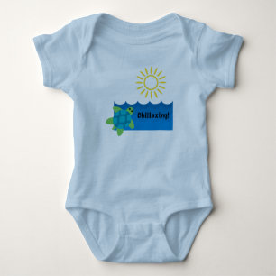 Turtle Chillaxing Design - Baby Jersey Bodysuit