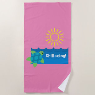 Turtle Chillaxing Design - Beach Towel