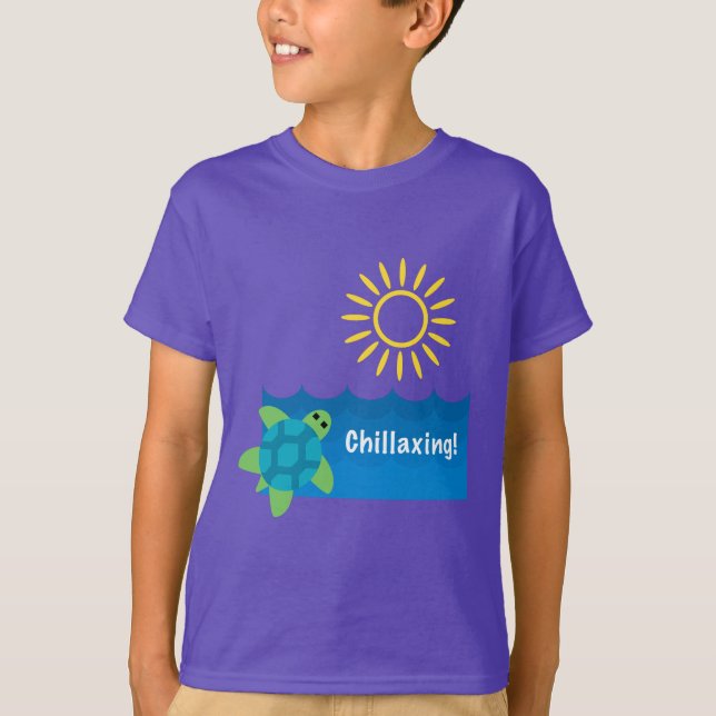 Turtle Chillaxing Design - Kids' Basic T-Shirt (Front)