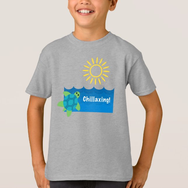 Turtle Chillaxing Design - Kids' Basic T-Shirt (Front)