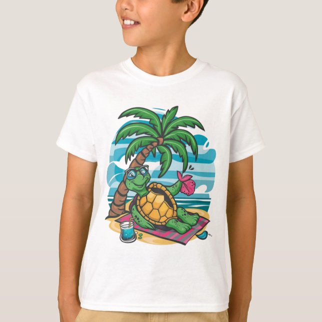 Turtle Chilling by the Beach T-Shirt (Front)