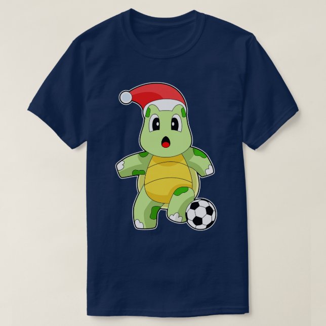 Turtle Christmas Soccer T-Shirt (Design Front)