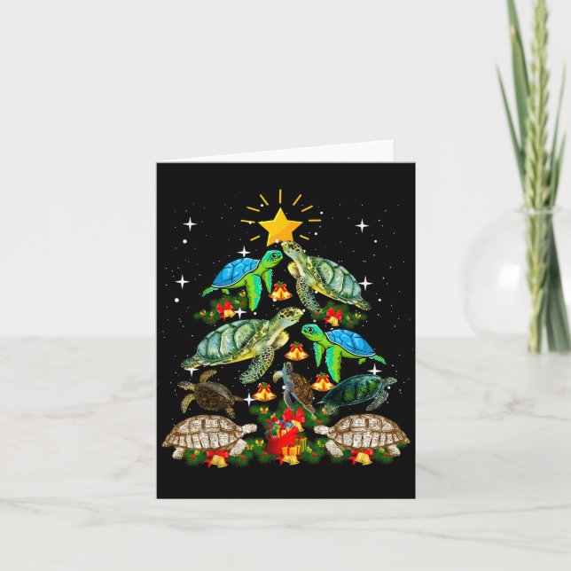 Turtle Christmas Tree Shirt  Card (Front)
