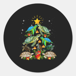 Turtle Christmas Tree Shirt  Classic Round Sticker