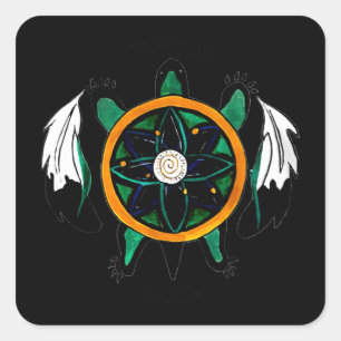 Turtle clan native american square sticker