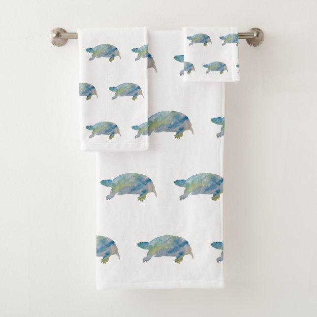 Turtle Coastal Beach Bath Towel Set (Insitu)