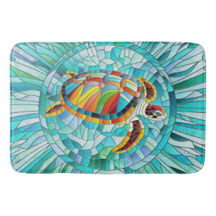 Turtle Colourful  mosaic art Bath Mat