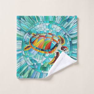 Turtle Colourful  mosaic art Bath Towel Set