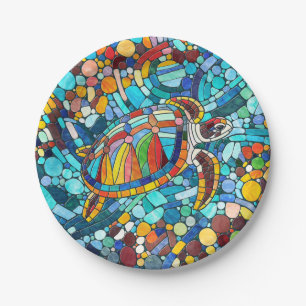 Turtle Colourful mosaic art Paper Plate