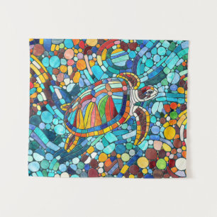 Turtle Colourful  mosaic art Tapestry