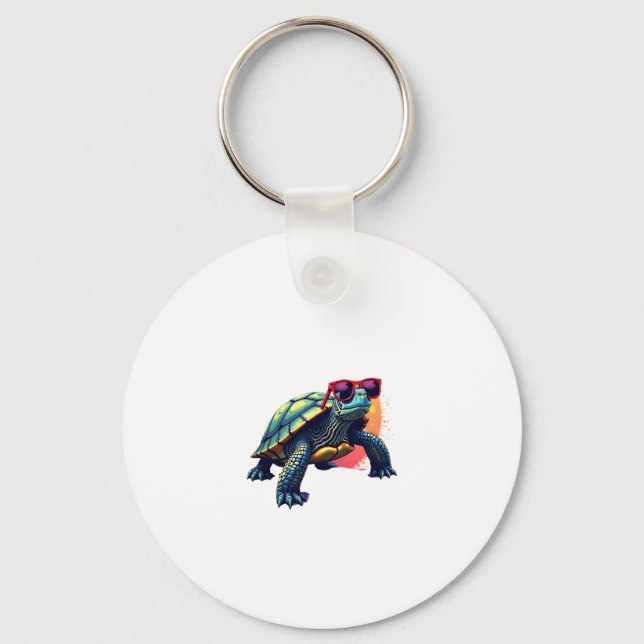 Turtle Colourful Turtle Outfit Mens Turtle Lover T Keychain (Front)